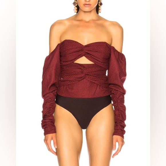 NWT Zeynep Arcay Wool Silk Plaid Bodysuit - Picture 4 of 12